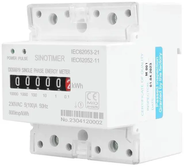 Alt view image 2 of 3 - DDS6619-023 AC230V 100A Single Phase Electronic Energy Meter Din Rail kWh Counter Consumption Analog Electricity Gague Wattmeter