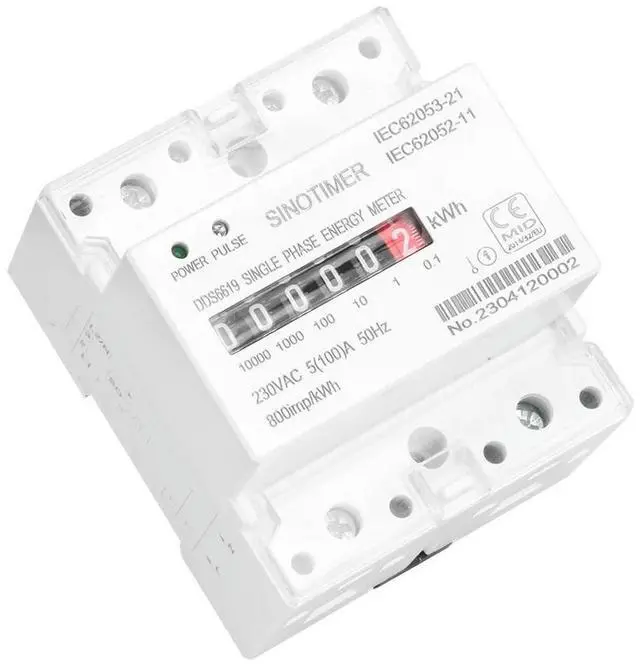 Alt view image 3 of 3 - DDS6619-023 AC230V 100A Single Phase Electronic Energy Meter Din Rail kWh Counter Consumption Analog Electricity Gague Wattmeter