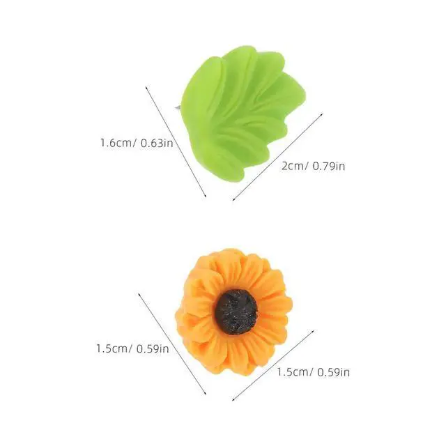 Alt view image 3 of 6 - 40Pcs Resin Flower Push Pins Sunflower Green Leaf Thumbtacks Decorative Bulletin Board Tacks for Office Home Classroom Cork