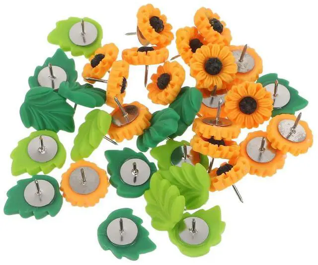 Main image of 40Pcs Resin Flower Push Pins Sunflower Green Leaf Thumbtacks Decorative Bulletin Board Tacks for Office Home Classroom Cork