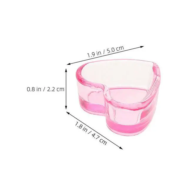 Alt view image 2 of 3 - 3Pcs Translucent Pink Heart Shaped Glass Nail Art Cup Dappen Dish for Pen Washing Monomer Liquid Holder Manicure Nail Salon