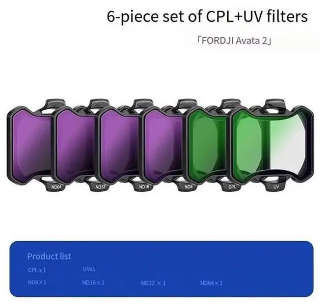 Alt view image 6 of 6 - For Avata 2 6 Pack ND UV CPL Filter Set Snap On Neutral Density Filters Including ND8 ND16 ND32 ND64