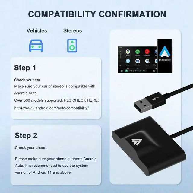 Alt view image 5 of 5 - Android Auto Adapter for Wired Android Auto Car Plug & Play Easy Setup AA Android Auto Dongle