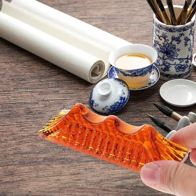 Alt view image 3 of 3 - Exquisite Glass Pen Holder for Calligraphy Brushes Drawing Pens Stable Tabletop Display Stand Decorative Writing Brush