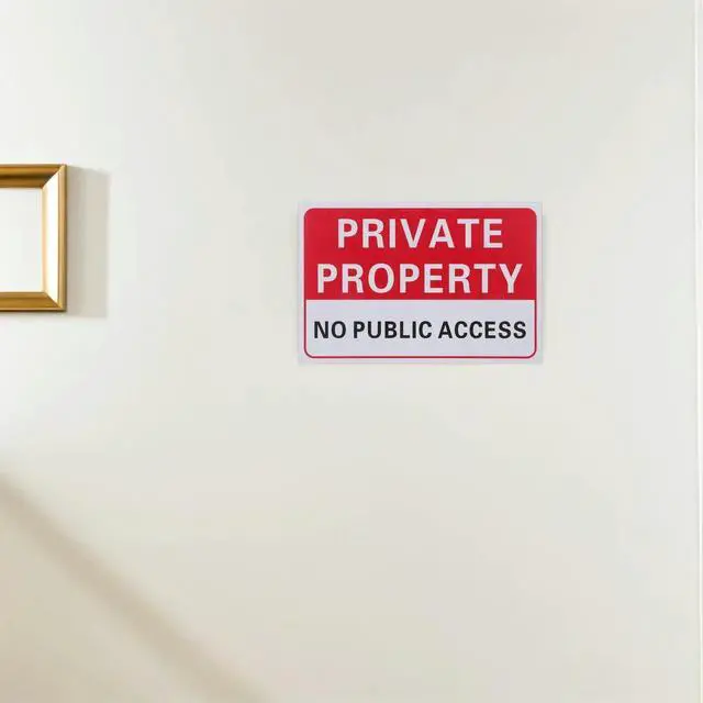 Alt view image 2 of 3 - 2Pcs Unauthorized Access Prohibited Sign Self Adhesive Keep Out Decal Outdoor No Trespassing Warning for Residential Farm Yard