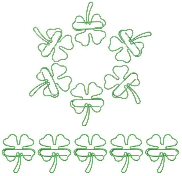 Alt view image 3 of 3 - 80Pcs Four-Leaf Clover Paper Clips Cute Shamrock l Bookmark Clips for Planner Journal Stationery Decor St. Patrick's Day