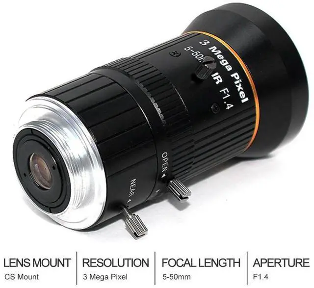 Alt view image 5 of 6 - 1/2.5 Inch 3MP 5-50Mm C-Mount Zoom Lens For IMX477 Raspberry Pi HQ Camera, With C-CS Adapter