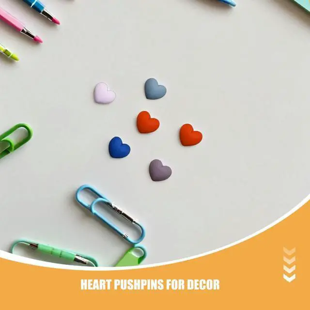 Alt view image 2 of 3 - 30Pcs Decorative Heart Pushpins Resin Thumbtacks Cork Board Bulletin Board Photo Map Location Pins Home Office