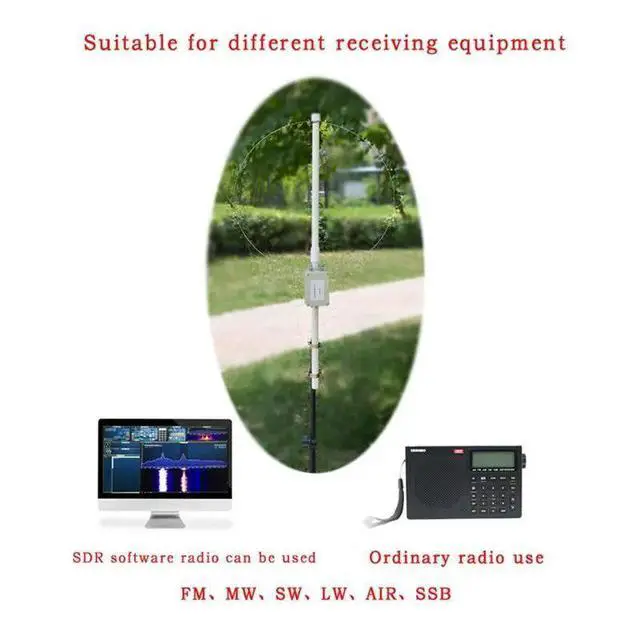 Alt view image 6 of 6 - GRC30 Active Loop Antenna+ Miniwhip 2 In 1 Short Wave Antenna Power Box 0.1- 180Mhz Amateur Radio US Plug