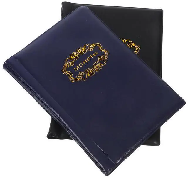 Main image of 2Pcs Coin Collectors Album PU PVC Material 120 Pockets Coin Organizer Collecting Book Money Collection Album