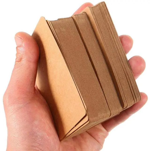 Main image of 100Pcs Kraft Paper Keychain Display Cards Rustic Brown Keyring Packaging Card Holder for Jewelry Small Business Supplies