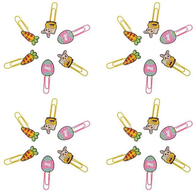 Main image of 30Pcs Easter Bunny Paperclips Carrot Egg Decoration Clip Organizer Cute Paper Clips School Office Stationery Cute Paper Clips
