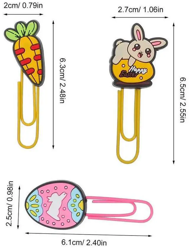 Alt view image 3 of 3 - 30Pcs Easter Bunny Paperclips Carrot Egg Decoration Clip Organizer Cute Paper Clips School Office Stationery Cute Paper Clips