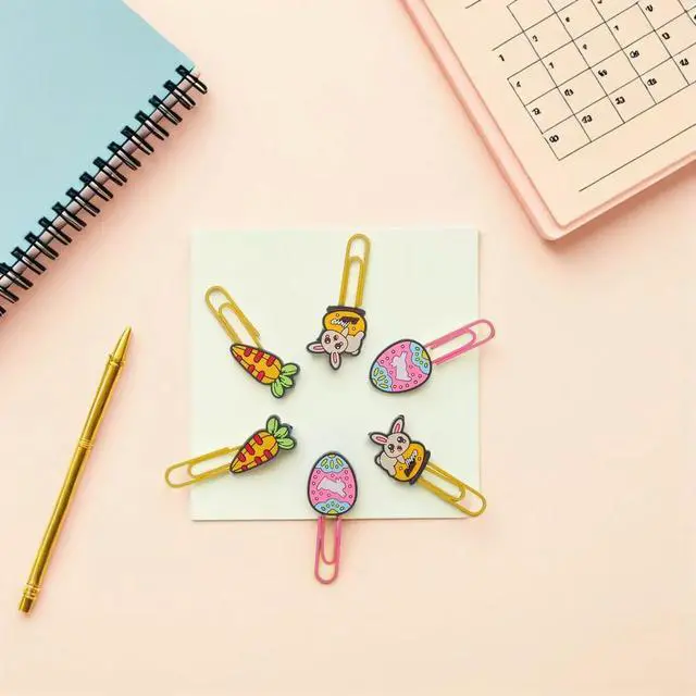 Alt view image 2 of 3 - 30Pcs Easter Bunny Paperclips Carrot Egg Decoration Clip Organizer Cute Paper Clips School Office Stationery Cute Paper Clips