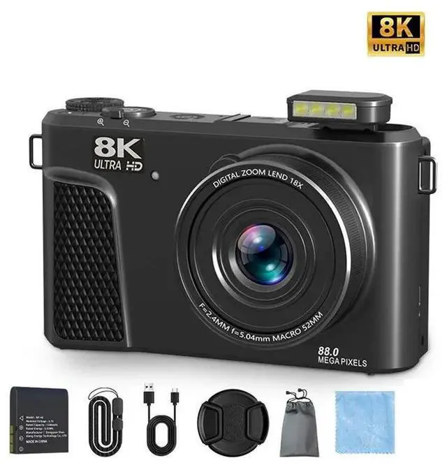 Alt view image 6 of 6 - Photo Camera 88MP 8K Digital Camera Featuring 3" 180° Flip Screen 18X Digital Zoom For Photography Vlogging