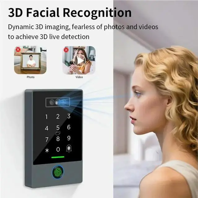 Alt view image 6 of 6 - Palm Vein TTLOCK APP Facial IP67 Access Control 3D Face Recognition 13.56MHZ RFID+ Fingerprint Time Attendance