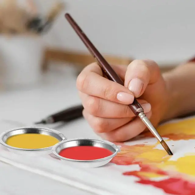 Alt view image 2 of 3 - 24Pcs Stainless Steel Round Paint Palette Tray for Watercolor Oil Acrylic Mixing Artists Palette Reusable l Color Mixing