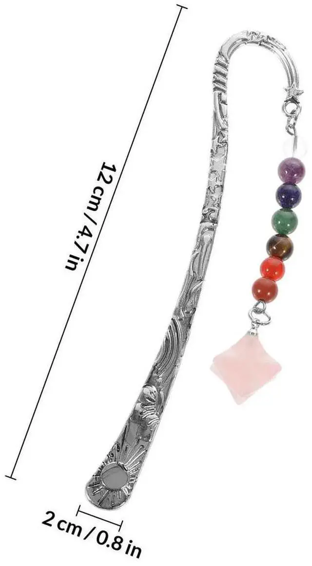 Alt view image 3 of 3 - Stone Pendant l Bookmark Vintage Hollow Design Lightweight For Book Lovers Readers Students Teachers Women