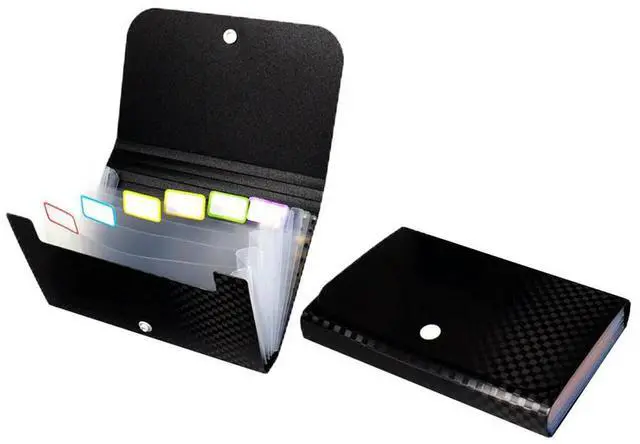 Main image of 2Pcs Mini File Folder Bag Document Organizer for Bills Checks Receipts Change Multi-Layer PP Material Small Office File