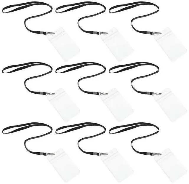 Main image of 10Sets Transparent Badge Holders Vertical PVC Id Card Holders Lanyards Clip Office School Conference Music Festival Name Tag