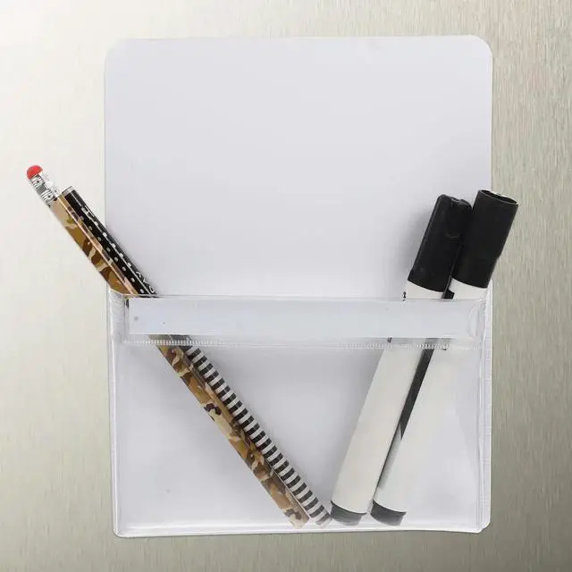 Alt view image 2 of 3 - 2Pcs Magnetic File Holder White Lightweight Waterproof Wear-Resistant Office School Refrigerator Pocket for Papers Pens