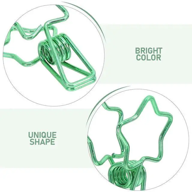 Alt view image 3 of 3 - 50Pcs Star Shape l Paper Clips Green Colored Binder Clips for Office School Craft Projects Decorative Paperclips Bookmark