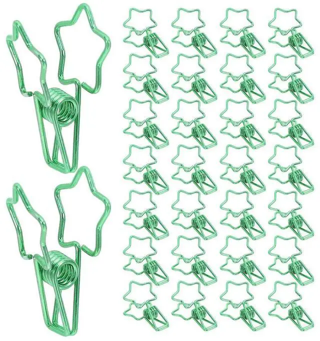Main image of 50Pcs Star Shape l Paper Clips Green Colored Binder Clips for Office School Craft Projects Decorative Paperclips Bookmark