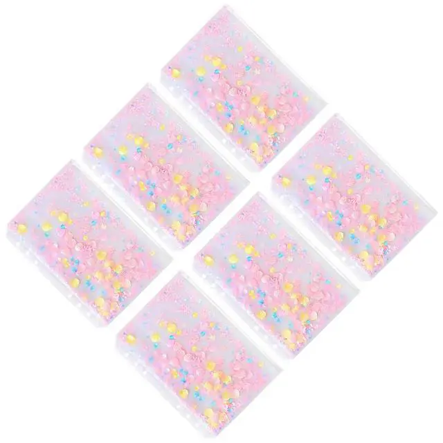 Alt view image 3 of 6 - 1Set A6 Size Zipper Binder Bags Quick Sand PVC Waterproof Binder Pockets with 6 Holes for Loose Leaf Papers Credit Card