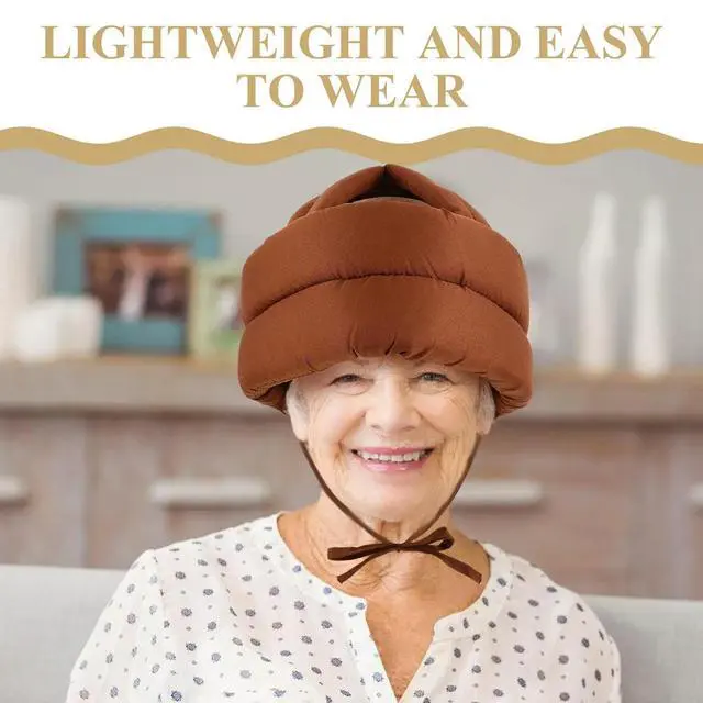 Alt view image 3 of 3 - Elderly Protective Hat Anti-Fall Safety Adjustable Strap Senior Bump Cap Padded Headgear Head Injury Prevention Soft