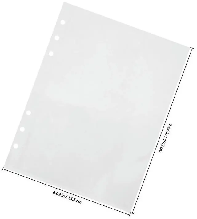 Alt view image 3 of 3 - 50Pcs A5 Clear Sheet Protectors PP Material 6-Hole Binder Inserts with Pockets for Photos Recipe Cards Stickers Loose Leaf