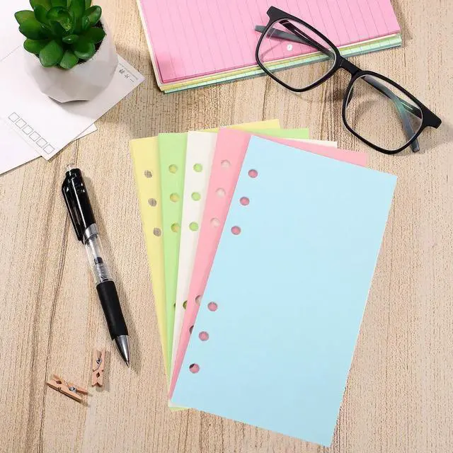 Alt view image 3 of 3 - 100 Sheets A6 Loose Leaf Refill Paper Blank Smooth Writing Surface for 6 Ring Binder Journal Notepad Planner Bookkeeping