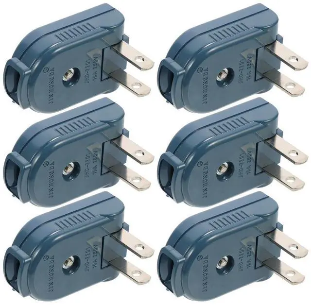 Main image of 6Pcs Us Plug 2 Prong Replacement Electric Plugs Rotatable 90 Degree Screw Lock Light Duty Extension Cord Small Appliance Use