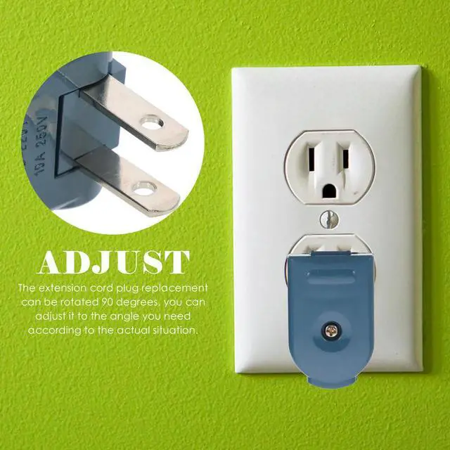 Alt view image 3 of 3 - 6Pcs Us Plug 2 Prong Replacement Electric Plugs Rotatable 90 Degree Screw Lock Light Duty Extension Cord Small Appliance Use