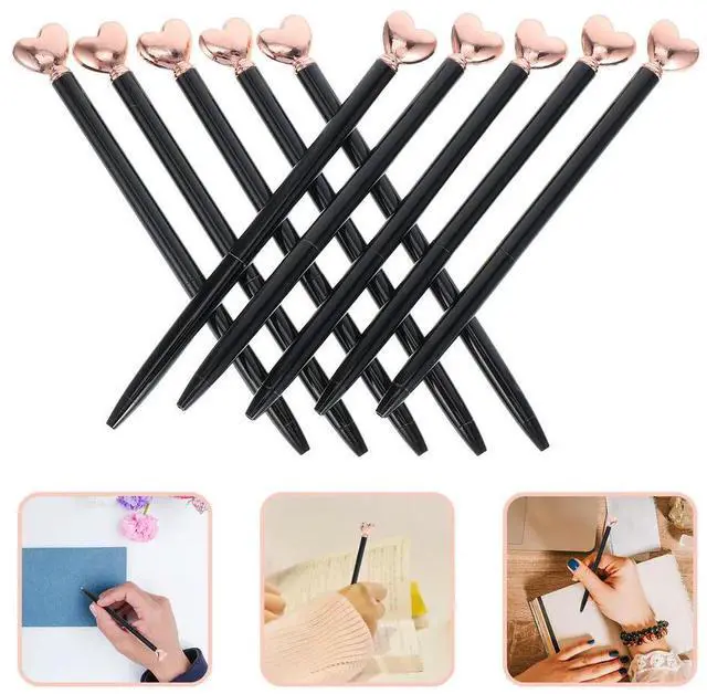 Main image of 10Pcs Heart Ballpoint Pens l Retractable Smooth Writing Office School Home Decorative Party Favor Wedding Valentine Supplies