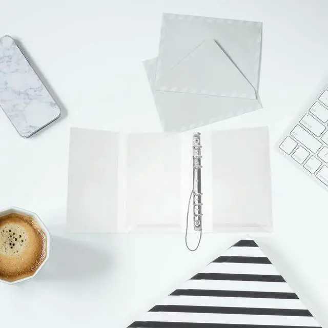 Alt view image 2 of 6 - 3Pcs A6 Elastic Band Clear Binder Notebook Cover Round Ring Organizer Planner Journal Folder Budget Protector Clear A6 Binder