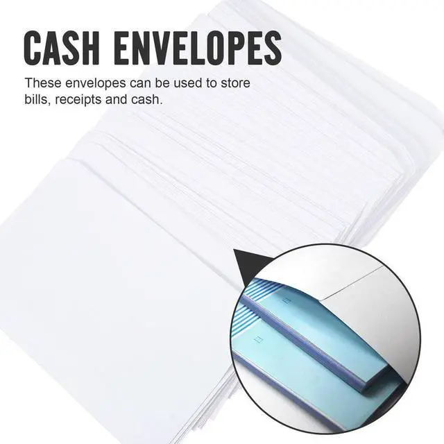 Alt view image 2 of 6 - 100Pcs Premium Thick Paper Envelopes for Cash Bills Documents Term Papers Receipts Use At School Office Park Train