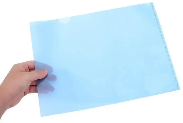 Main image of 30Pcs File Folder L Type Project Pockets Blue A4 Plastic Document Folder Waterproof Office File Organizer Paper Sleeves
