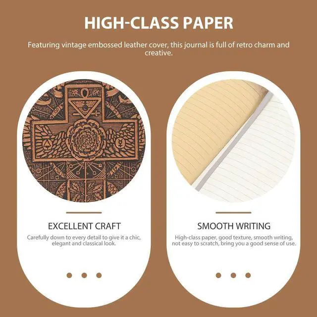 Alt view image 3 of 6 - Retro Vintage Journal Embossed Cover Blank Notebook for Men Women Creative Writing Sketching Ideas Organization Travel