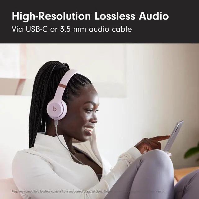 Alt view image 5 of 7 - Beats Solo 4 - Wireless Bluetooth On-Ear Headphones, Apple & Android Compatible, Up to 50 Hours of Battery Life - Cloud Pink
