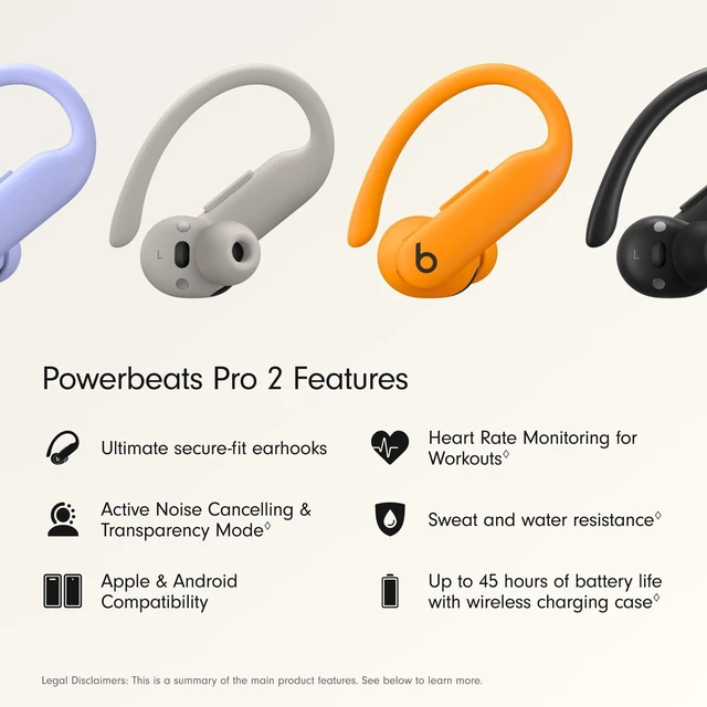 Alt view image 2 of 6 - Beats Powerbeats Pro 2 - Wireless Noise Cancelling Workout Earbuds with Secure- Fit Earhooks, Up to 45-Hour Battery with Charging Case, Sweat & Water Resistant, Heart Rate Monitoring - Electric Orange