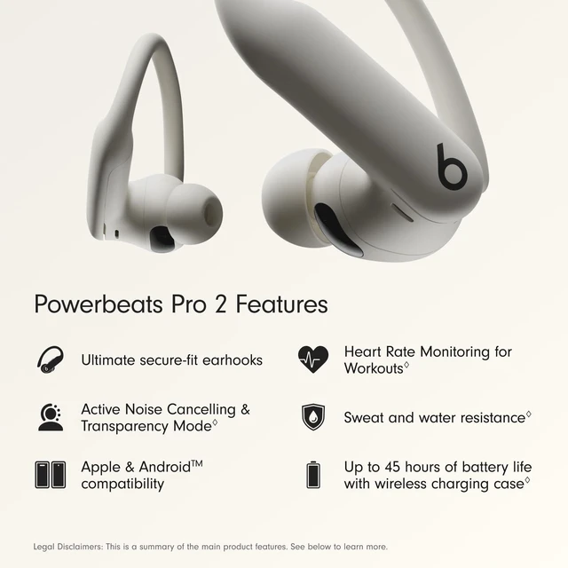 Alt view image 2 of 7 - Beats Powerbeats Pro 2 - Wireless Noise Cancelling Workout Earbuds with Secure- Fit Earhooks, Up to 45-Hour Battery with Charging Case, Sweat & Water Resistant, Heart Rate Monitoring - Quick Sand
