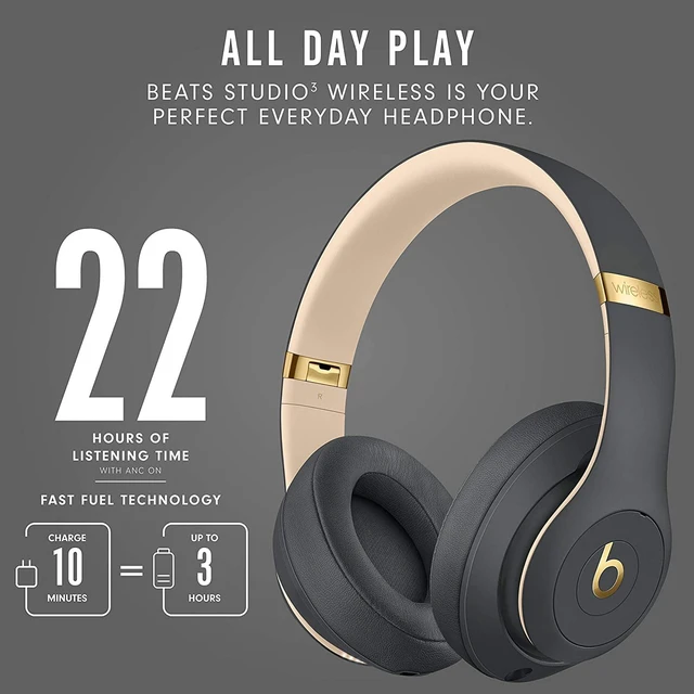 Main image of Beats Studio3 Wireless Noise-Cancelling Over-Ear Headphones - Apple W1 Headphone Chip, Level 1 Bluetooth, Active Noise Cancellation, 22-Hour Listening Time-Shadow Gray