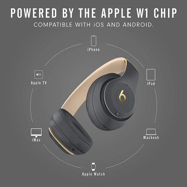 Alt view image 5 of 7 - Beats Studio3 Wireless Noise-Cancelling Over-Ear Headphones - Apple W1 Headphone Chip, Level 1 Bluetooth, Active Noise Cancellation, 22-Hour Listening Time-Shadow Gray