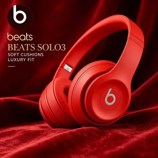 Alt view image 4 of 7 - Beats Solo3 Wireless On-Ear Headphones, Red, Bluetooth Stereo Headset, Apple W1 Chip, Up to 40 Hours of Listening, Fast Fuel, Adjustable Cushioned Ear Cups, Foldable Design, Clear Microphone, Rich Sou