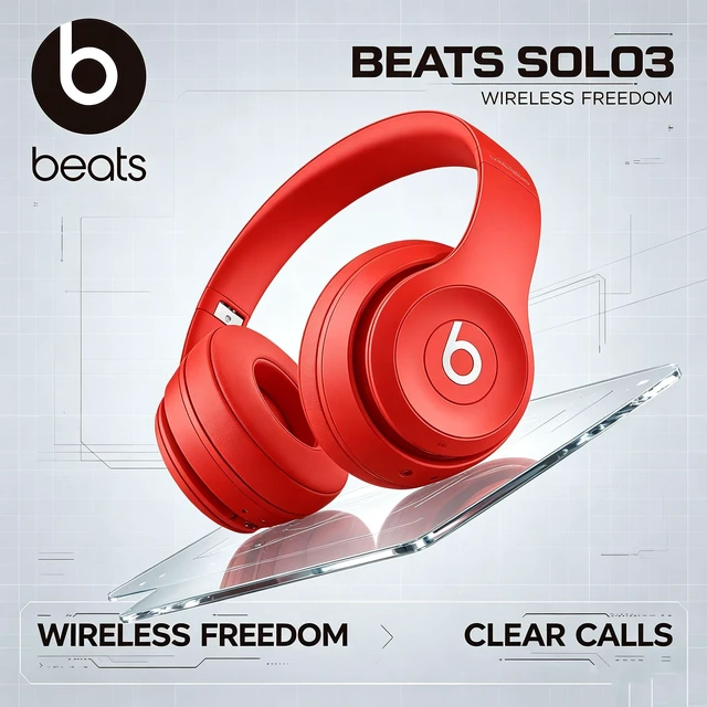 Alt view image 3 of 7 - Beats Solo3 Wireless On-Ear Headphones, Red, Bluetooth Stereo Headset, Apple W1 Chip, Up to 40 Hours of Listening, Fast Fuel, Adjustable Cushioned Ear Cups, Foldable Design, Clear Microphone, Rich Sou