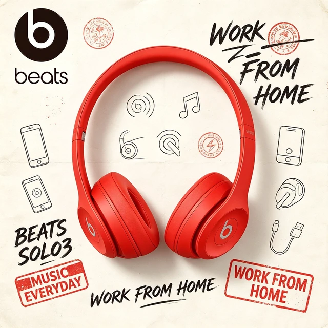 Alt view image 5 of 7 - Beats Solo3 Wireless On-Ear Headphones, Red, Bluetooth Stereo Headset, Apple W1 Chip, Up to 40 Hours of Listening, Fast Fuel, Adjustable Cushioned Ear Cups, Foldable Design, Clear Microphone, Rich Sou