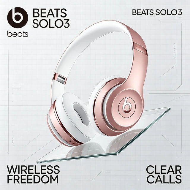 Alt view image 4 of 7 - Beats Solo3 Wireless Headphones, Rose Gold, On-Ear Bluetooth Audio, Apple W1 Chip, 40H Battery Life, Fast Fuel Charging, Adjustable Headband, Cushioned Ear Cups, Built-In Mic, Deep Bass Sound for Musi