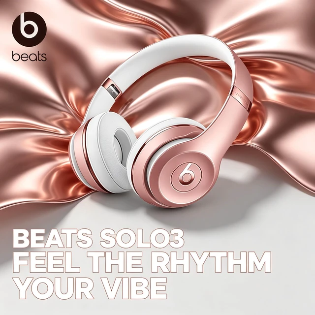 Alt view image 3 of 7 - Beats Solo3 Wireless Headphones, Rose Gold, On-Ear Bluetooth Audio, Apple W1 Chip, 40H Battery Life, Fast Fuel Charging, Adjustable Headband, Cushioned Ear Cups, Built-In Mic, Deep Bass Sound for Musi