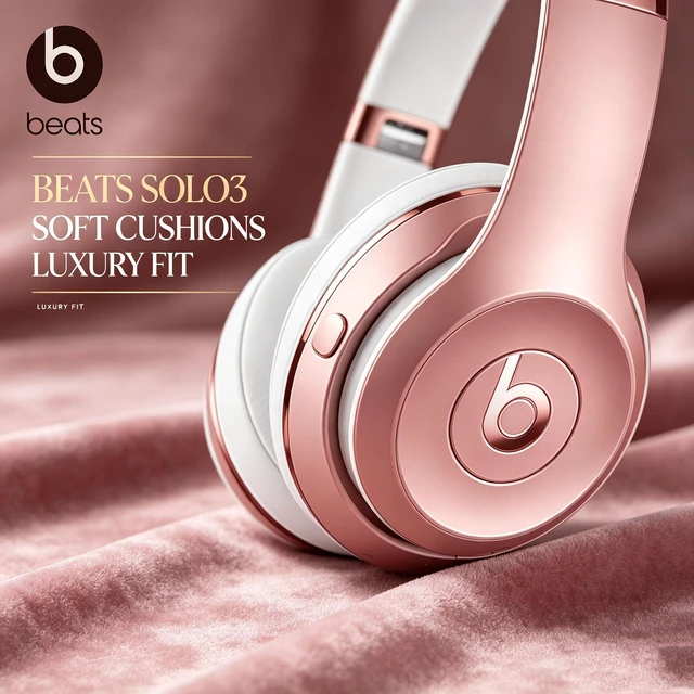 Alt view image 5 of 7 - Beats Solo3 Wireless Headphones, Rose Gold, On-Ear Bluetooth Audio, Apple W1 Chip, 40H Battery Life, Fast Fuel Charging, Adjustable Headband, Cushioned Ear Cups, Built-In Mic, Deep Bass Sound for Musi
