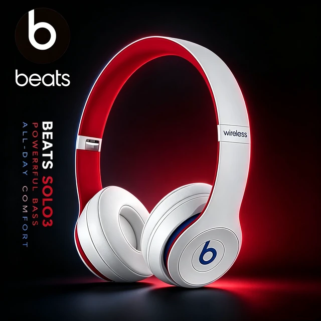 Alt view image 2 of 7 - Beats Solo3 Wireless On-Ear Headphones, Academy White, Bluetooth Stereo, Apple W1 Chip, Up to 40 Hours Playtime, Fast Fuel, Foldable Cushioned Ear Cups, Adjustable Fit, Built-In Microphone, Rich Bass